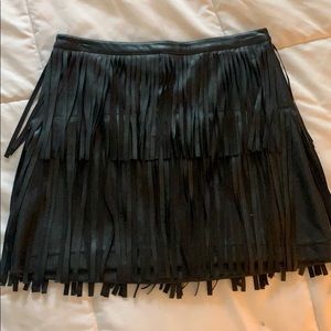 Fringe leather skirt